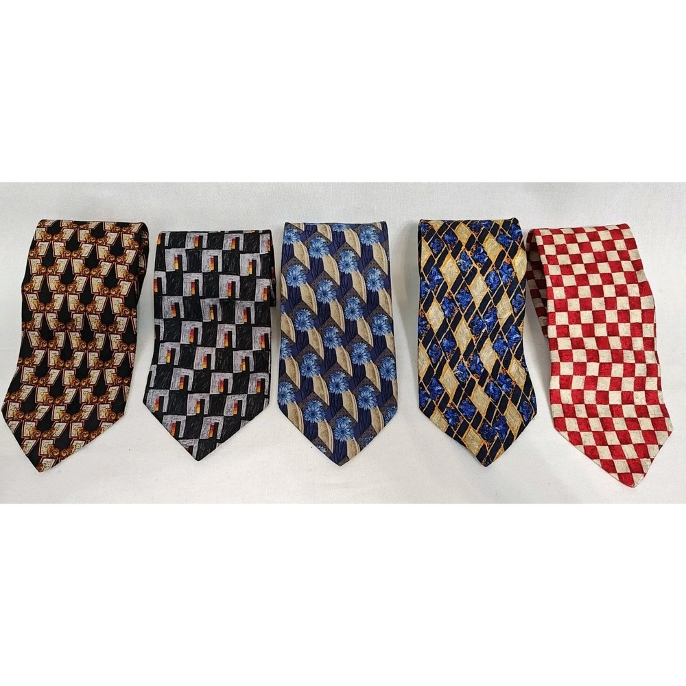 Ermenegildo Zegna Men's Ties 100% Silk Made in Italy Neckties Lot Of 5 Geometric